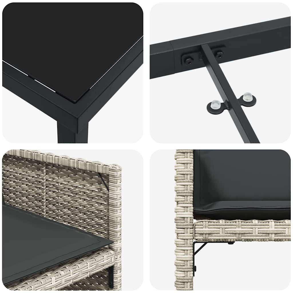 Garden Dining Set 5 pcs Light Grey Poly Rattan