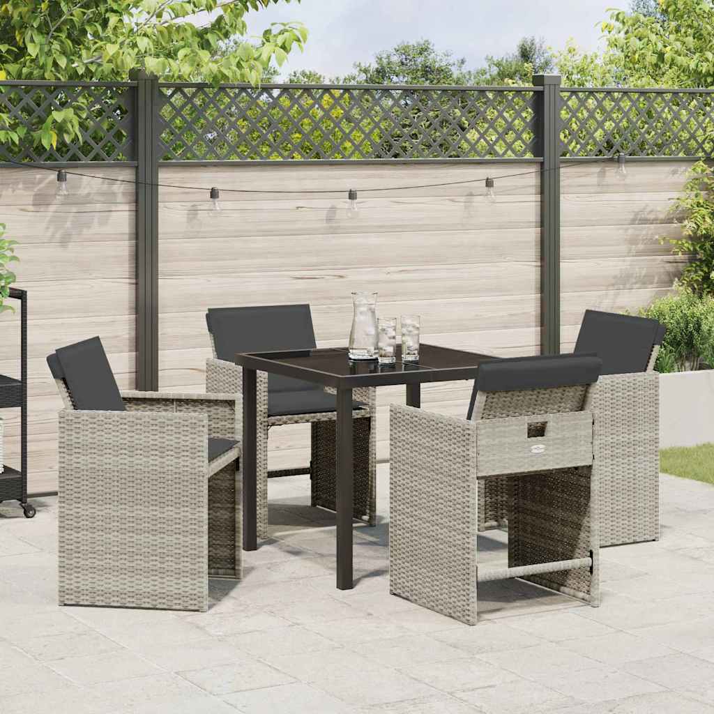 Garden Dining Set 5 pcs Light Grey Poly Rattan
