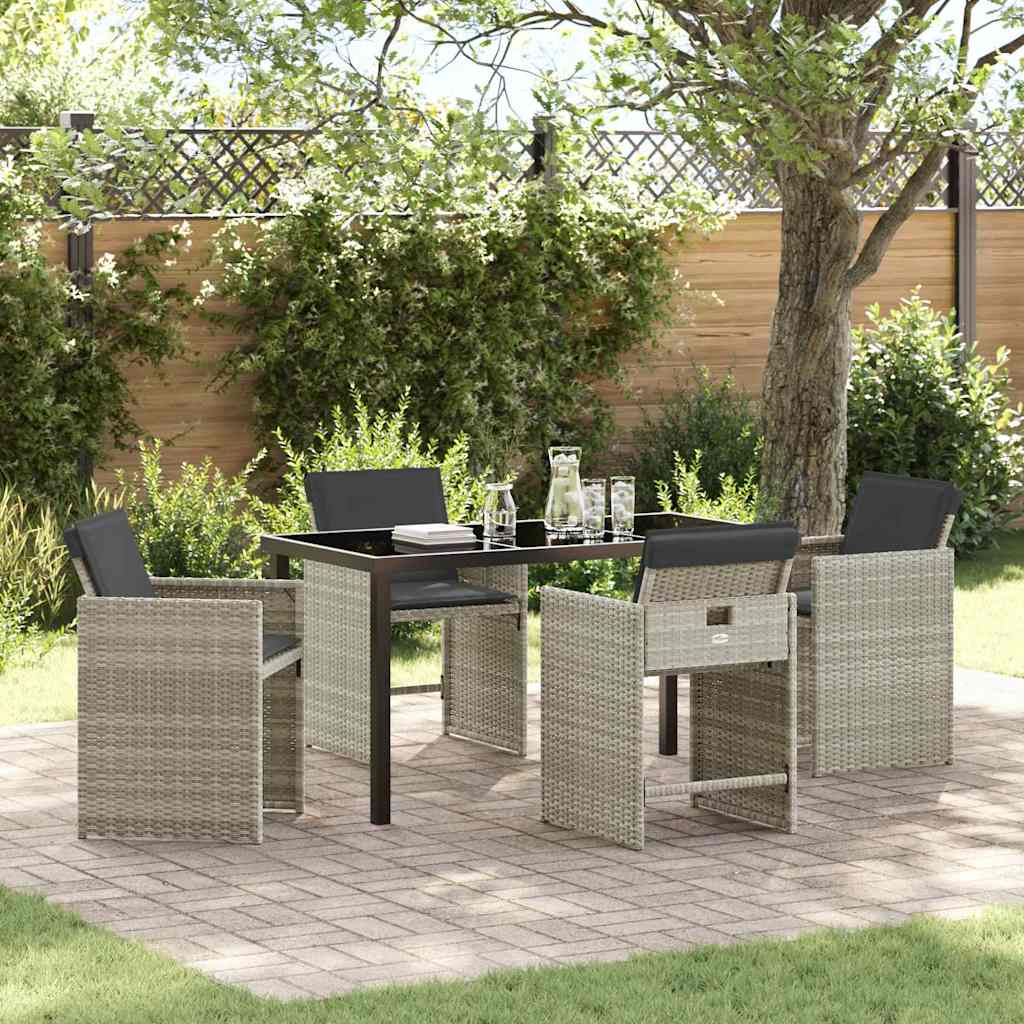 Garden Dining Set 5 pcs Light Grey Poly Rattan