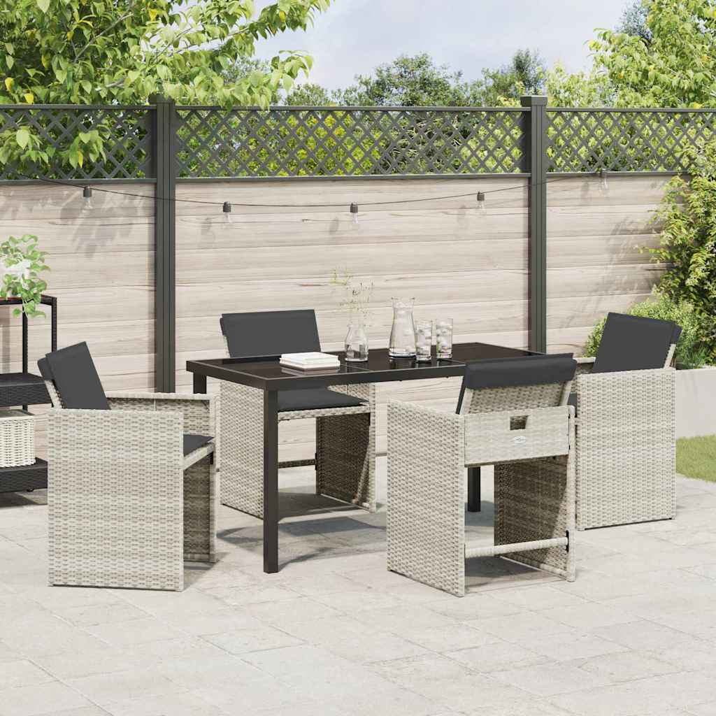 Garden Dining Set 5 pcs Light Grey Poly Rattan