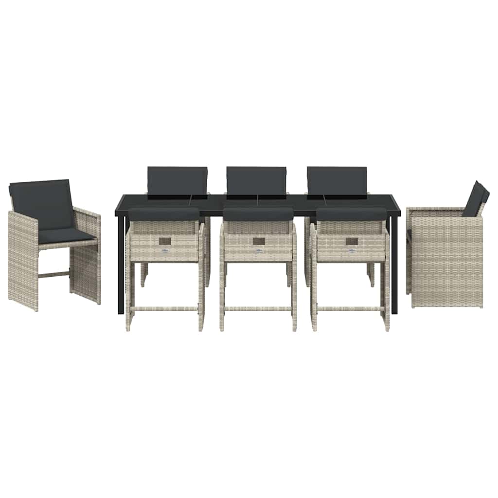 Garden Dining Set 9 pcs Light Grey Poly Rattan