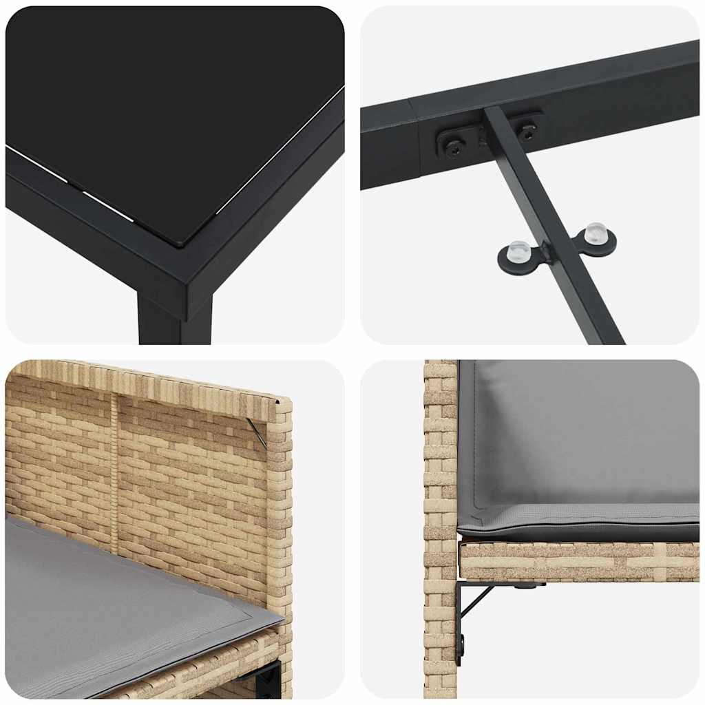 Garden Dining Set 5 pcs Beige Poly Rattan