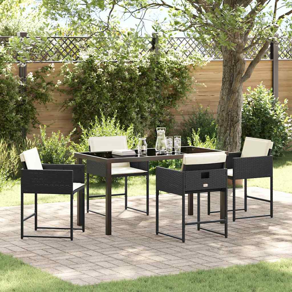 Garden Dining Set 5 pcs Black Poly Rattan