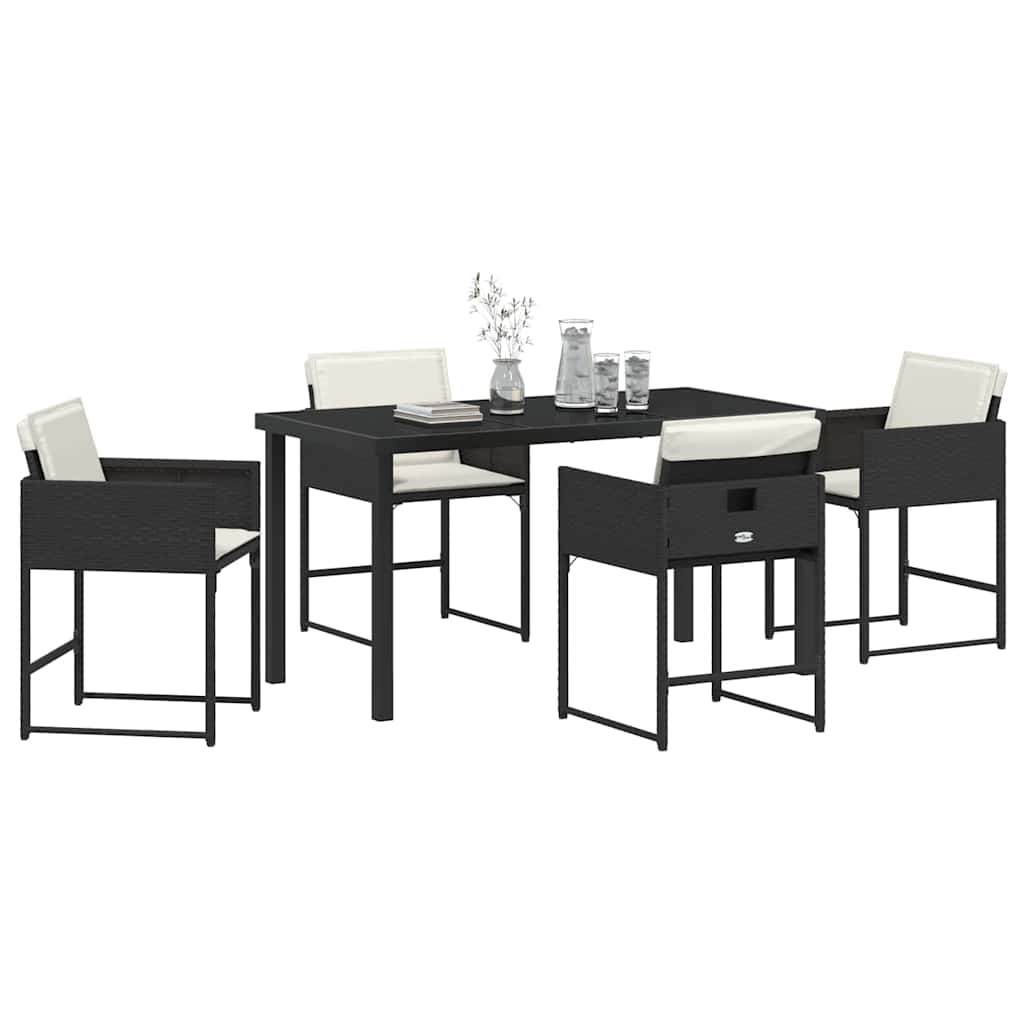 Garden Dining Set 5 pcs Black Poly Rattan