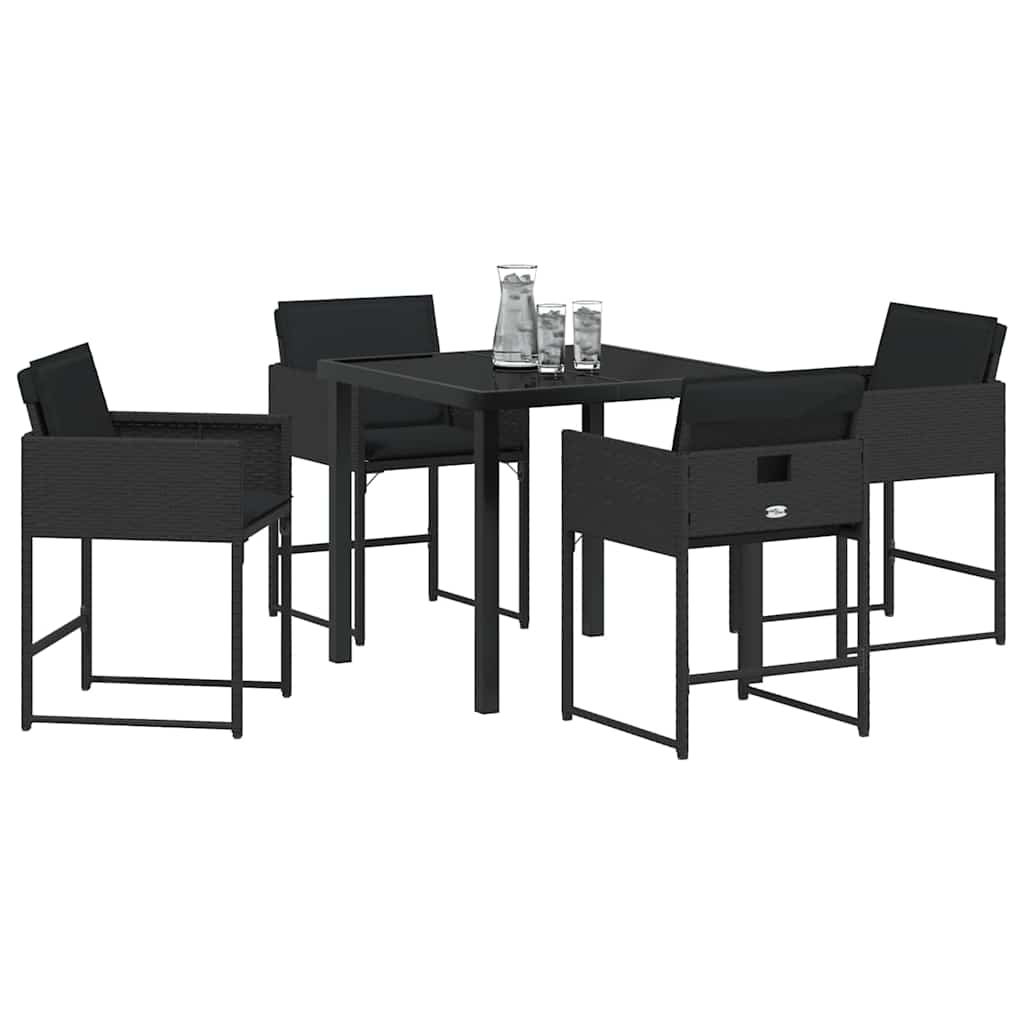 Garden Dining Set 5 pcs Black Poly Rattan