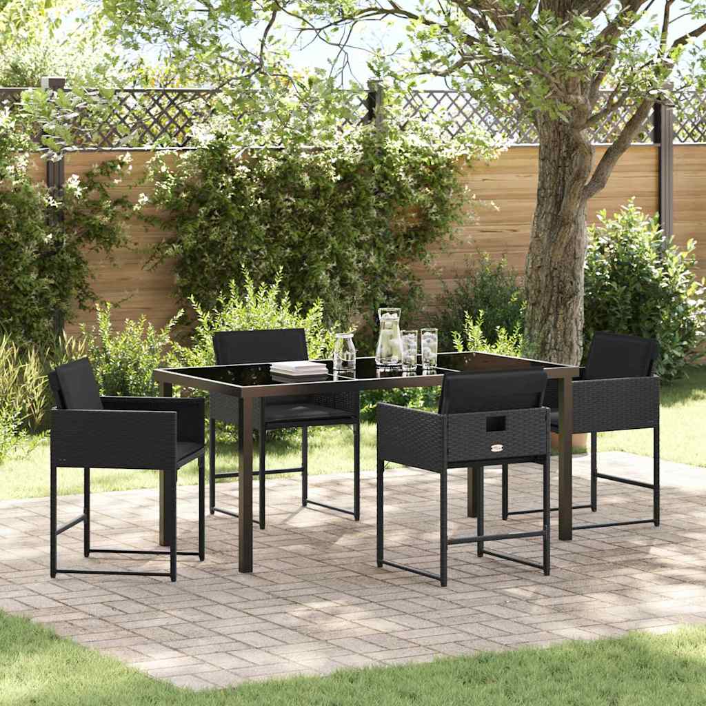 Garden Dining Set 5 pcs Black Poly Rattan