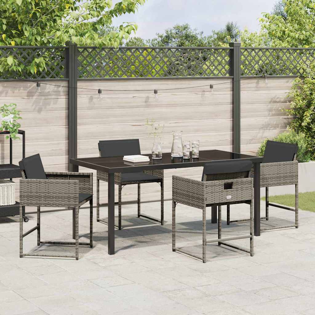 Garden Dining Set 5 pcs Grey Poly Rattan