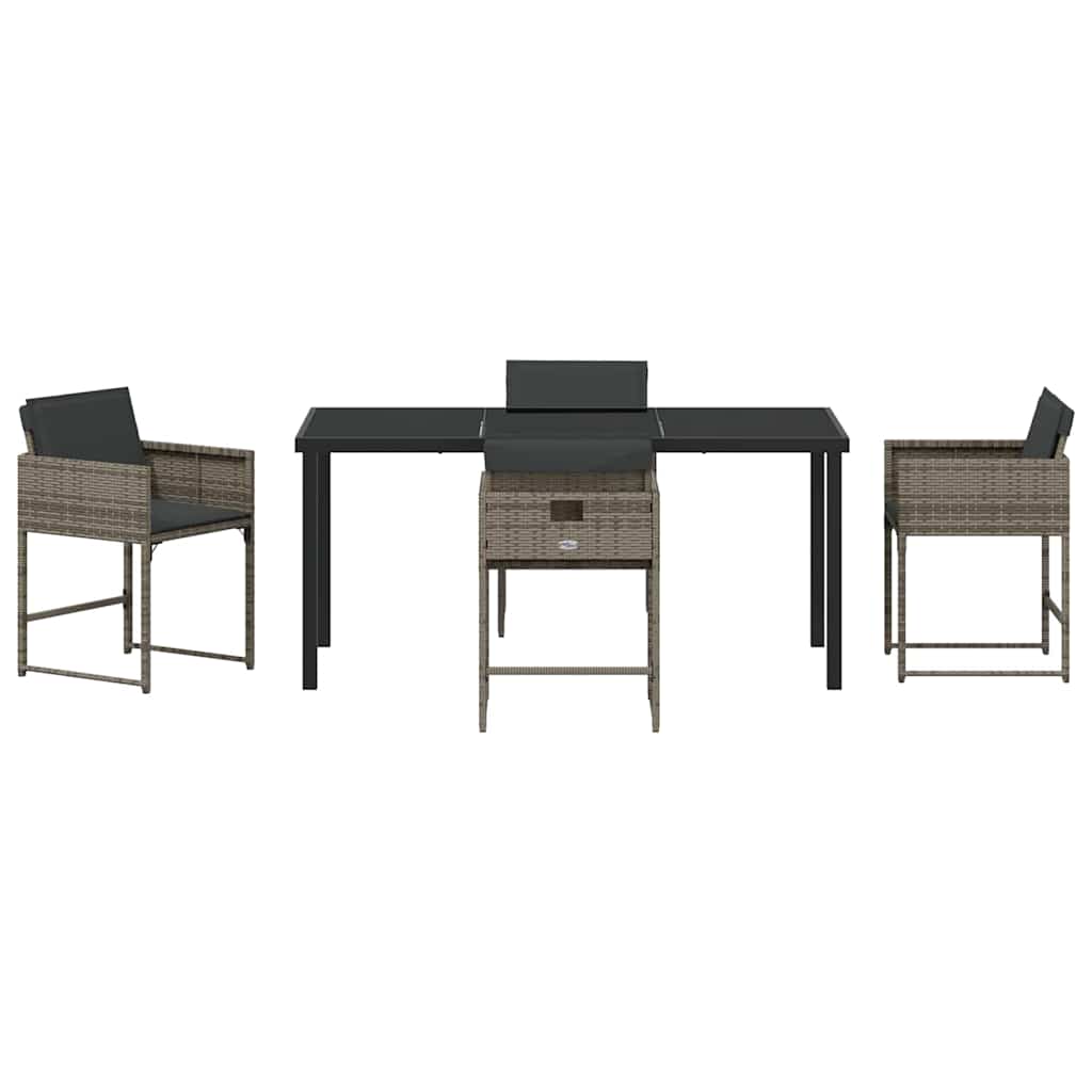 Garden Dining Set 5 pcs Grey Poly Rattan