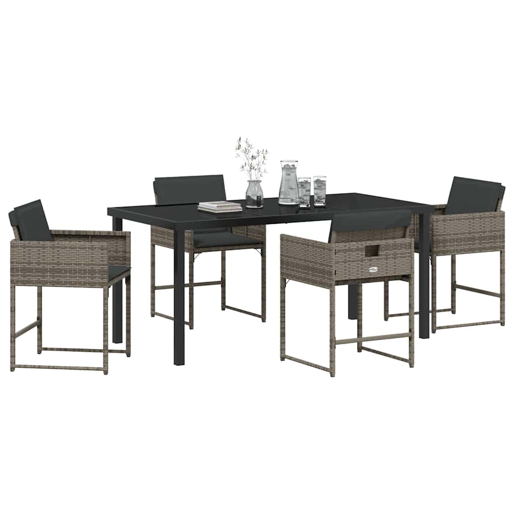 Garden Dining Set 5 pcs Grey Poly Rattan