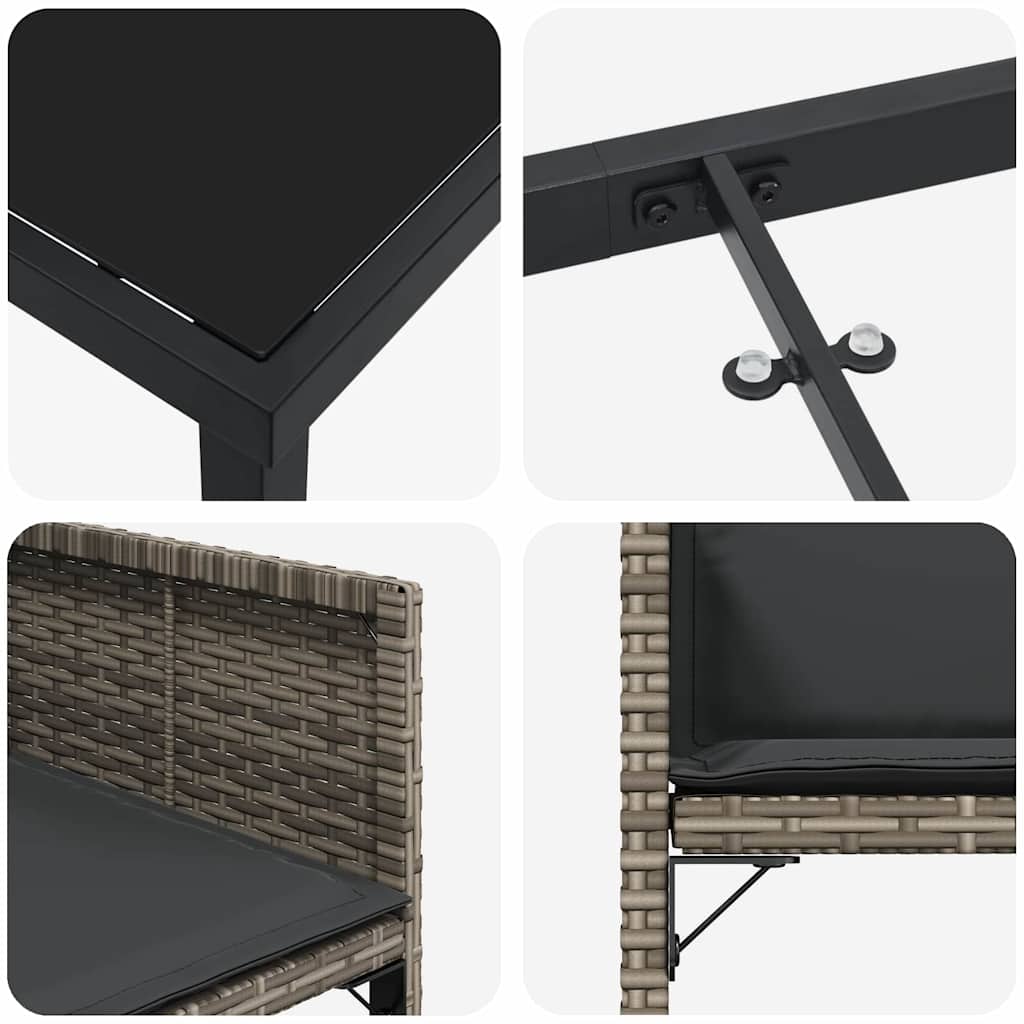 Garden Dining Set 9 pcs Grey Poly Rattan