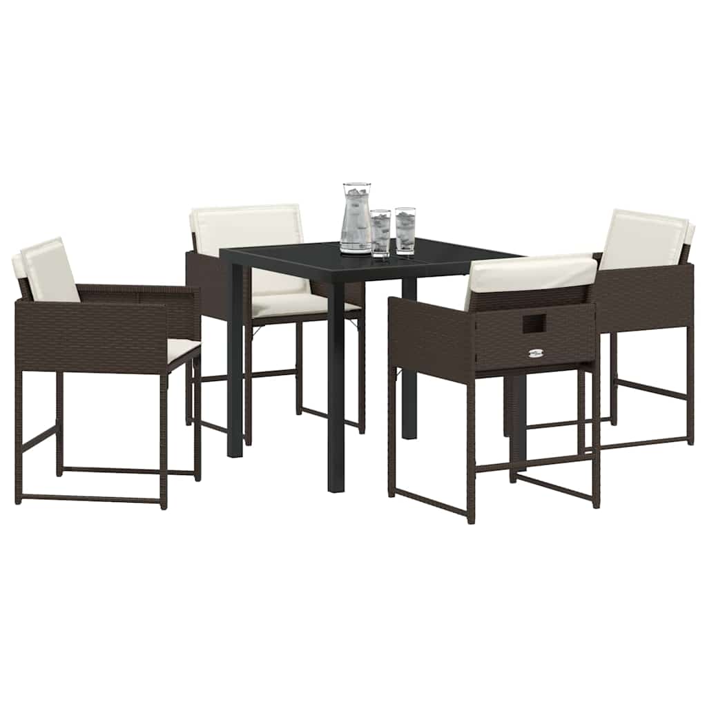Garden Dining Set 5 pcs Brown Poly Rattan