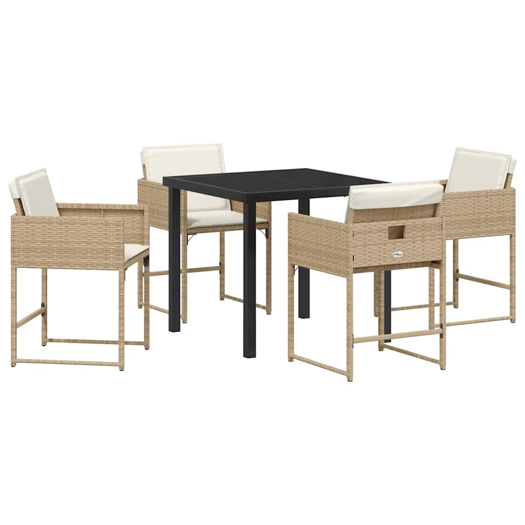 Garden Dining Set 5 pcs Beige Poly Rattan