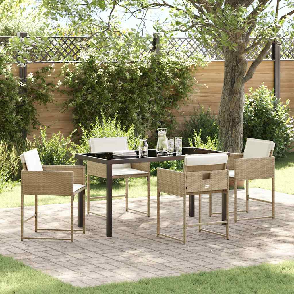 Garden Dining Set 5 pcs Beige Poly Rattan