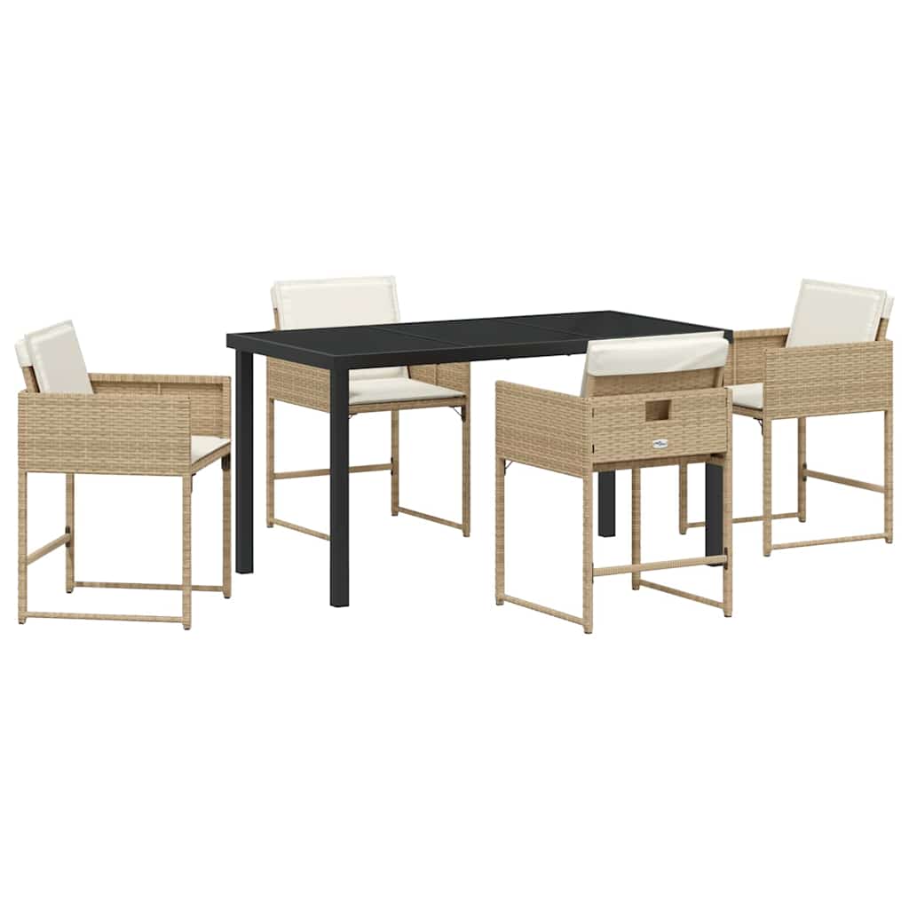 Garden Dining Set 5 pcs Beige Poly Rattan