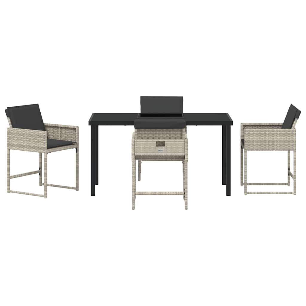 Garden Dining Set 5 pcs Light Grey Poly Rattan