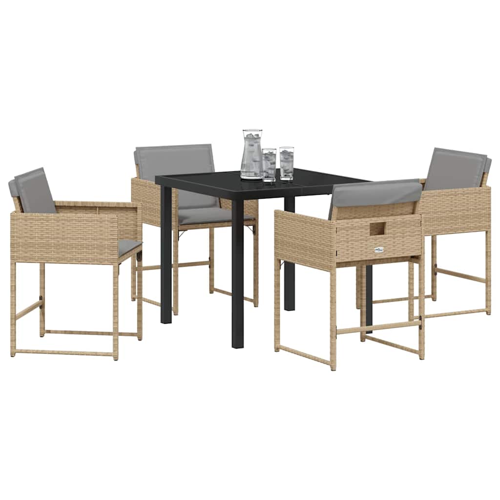 Garden Dining Set 5 pcs Beige Poly Rattan