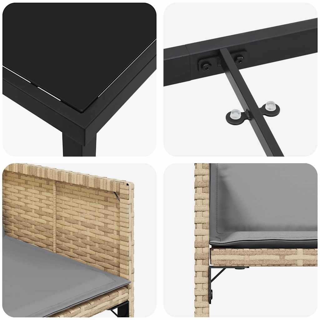 Garden Dining Set 5 pcs Beige Poly Rattan