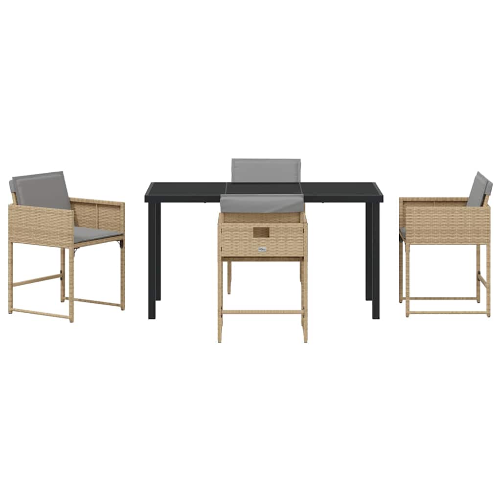 Garden Dining Set 5 pcs Beige Poly Rattan