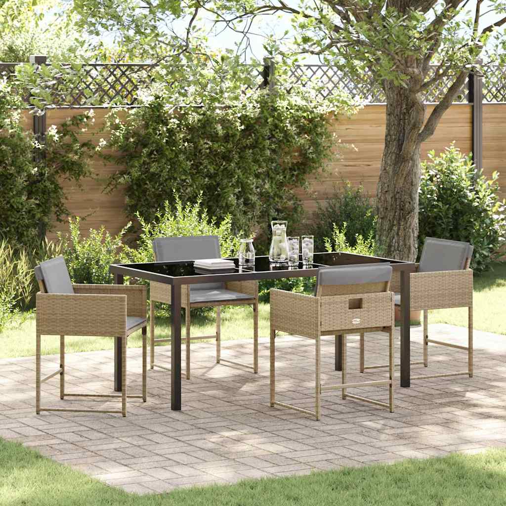 Garden Dining Set 5 pcs Beige Poly Rattan