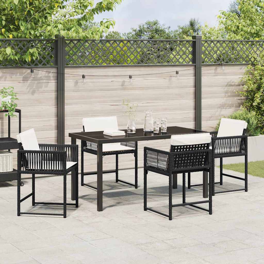Garden Dining Set 5 pcs Black Poly Rattan