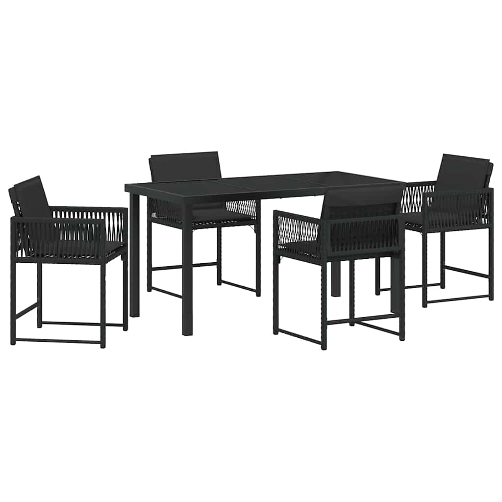 Garden Dining Set 5 pcs Black Poly Rattan
