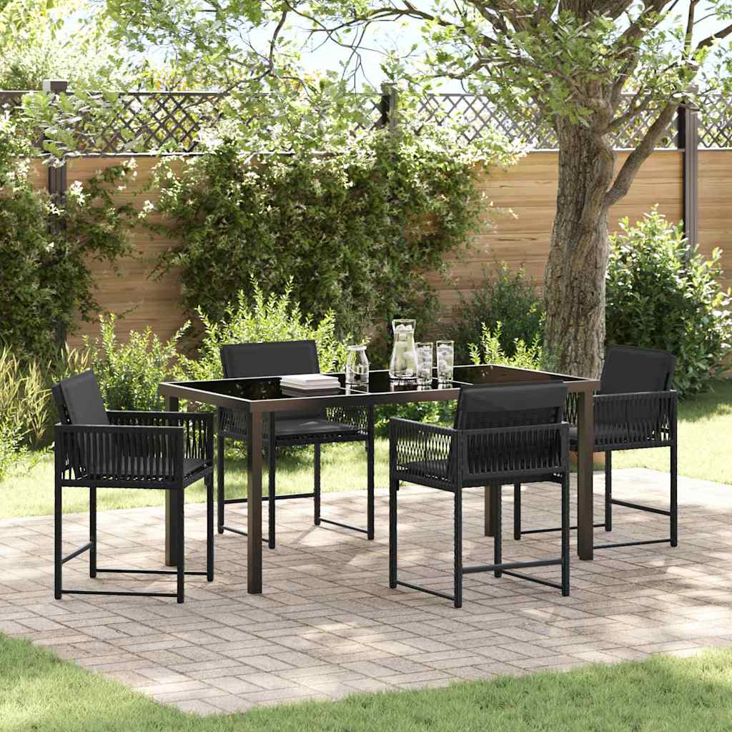 Garden Dining Set 5 pcs Black Poly Rattan