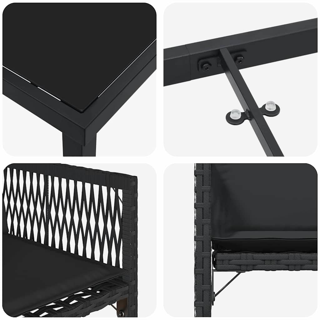 Garden Dining Set 9 pcs Black Poly Rattan