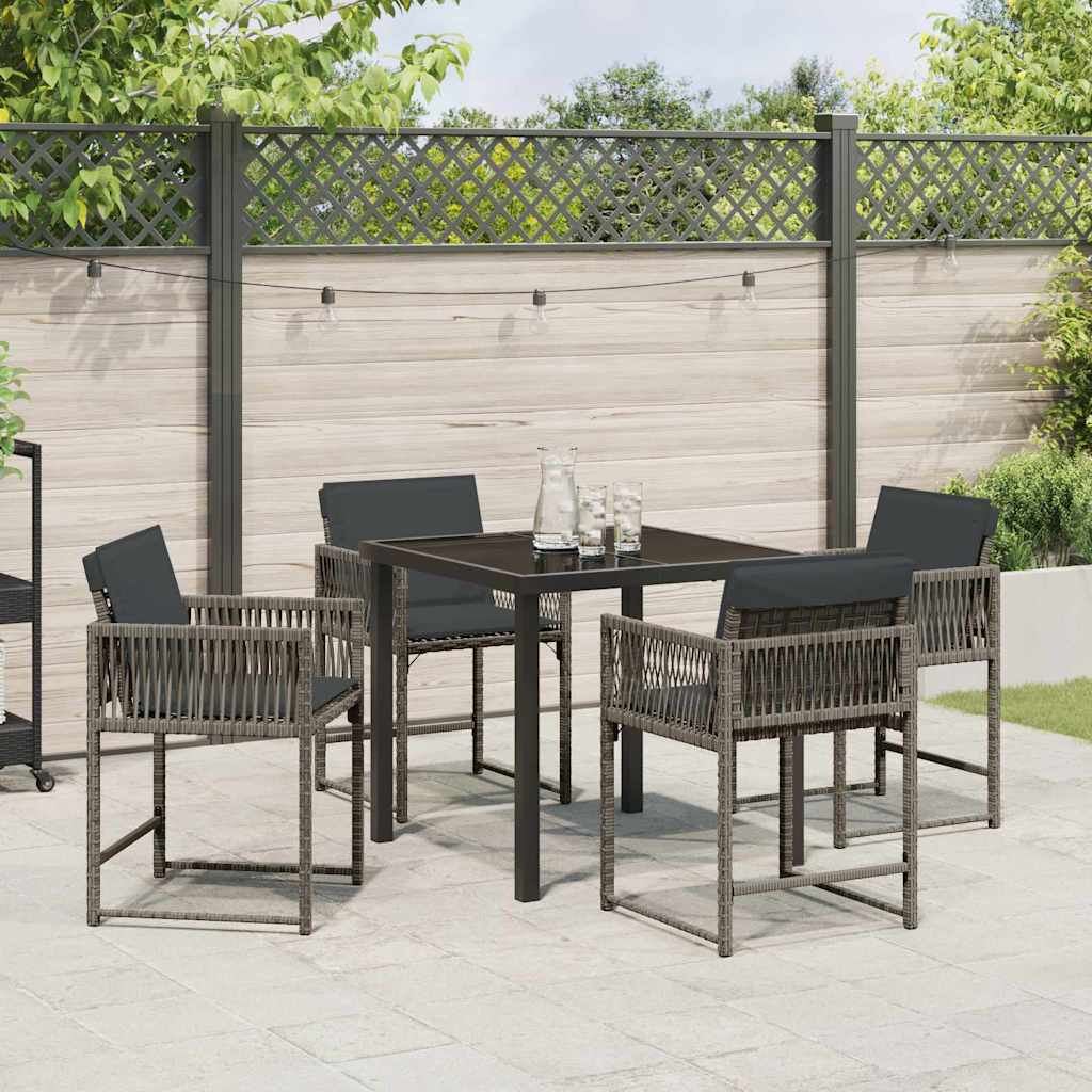 Garden Dining Set 5 pcs Grey Poly Rattan