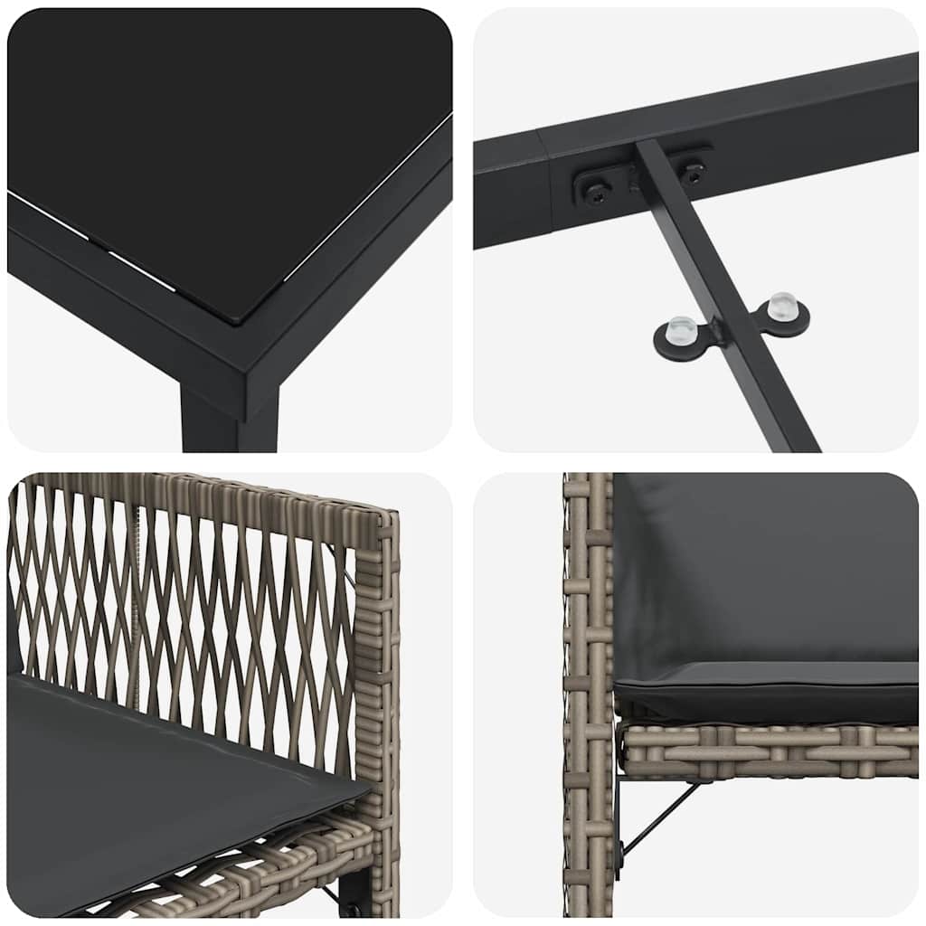 Garden Dining Set 5 pcs Grey Poly Rattan