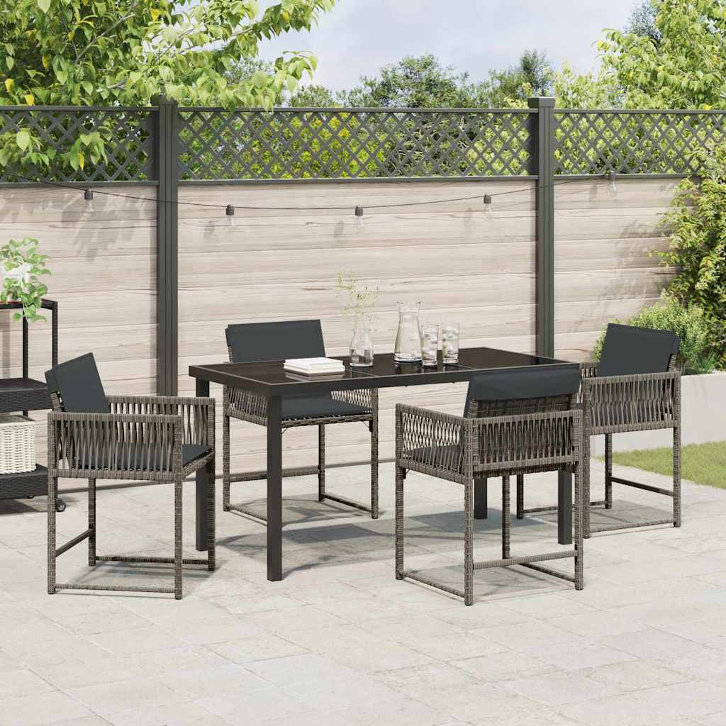 Garden Dining Set 5 pcs Grey Poly Rattan