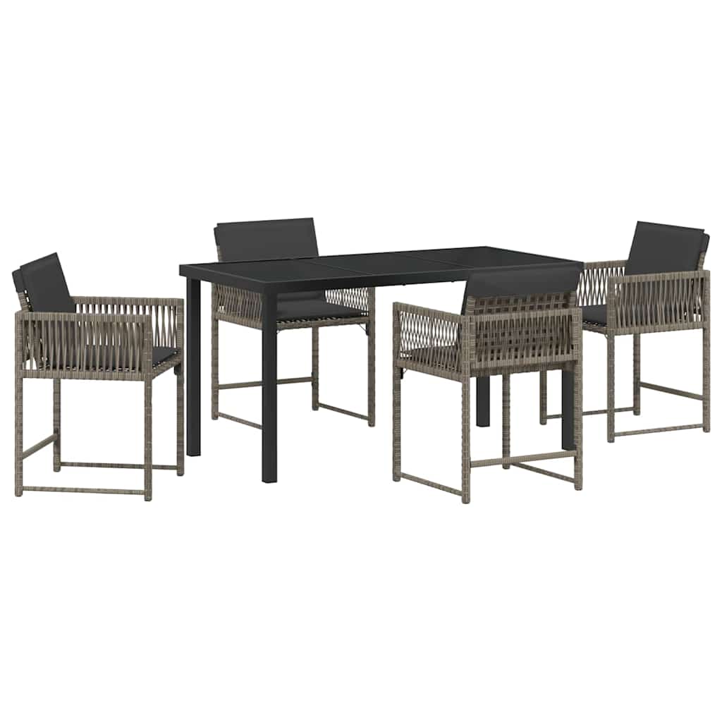 Garden Dining Set 5 pcs Grey Poly Rattan