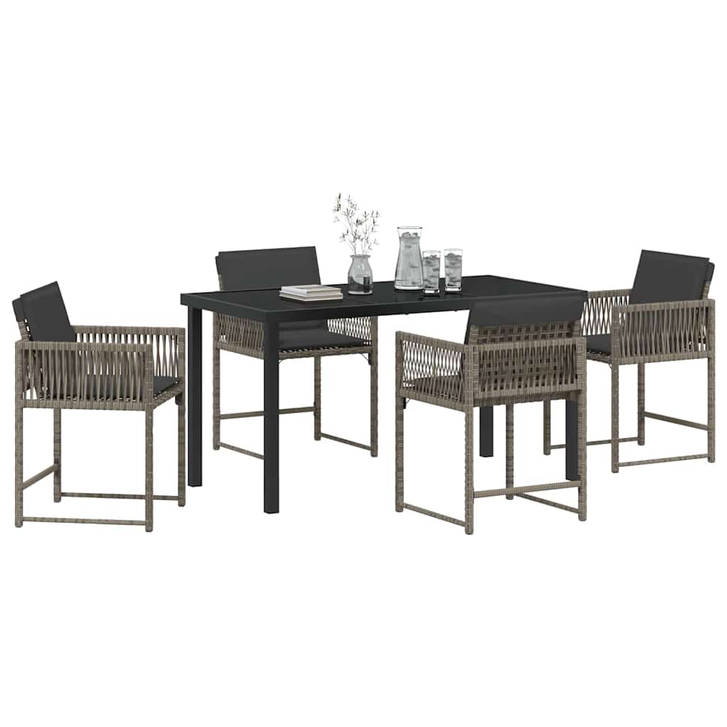 Garden Dining Set 5 pcs Grey Poly Rattan