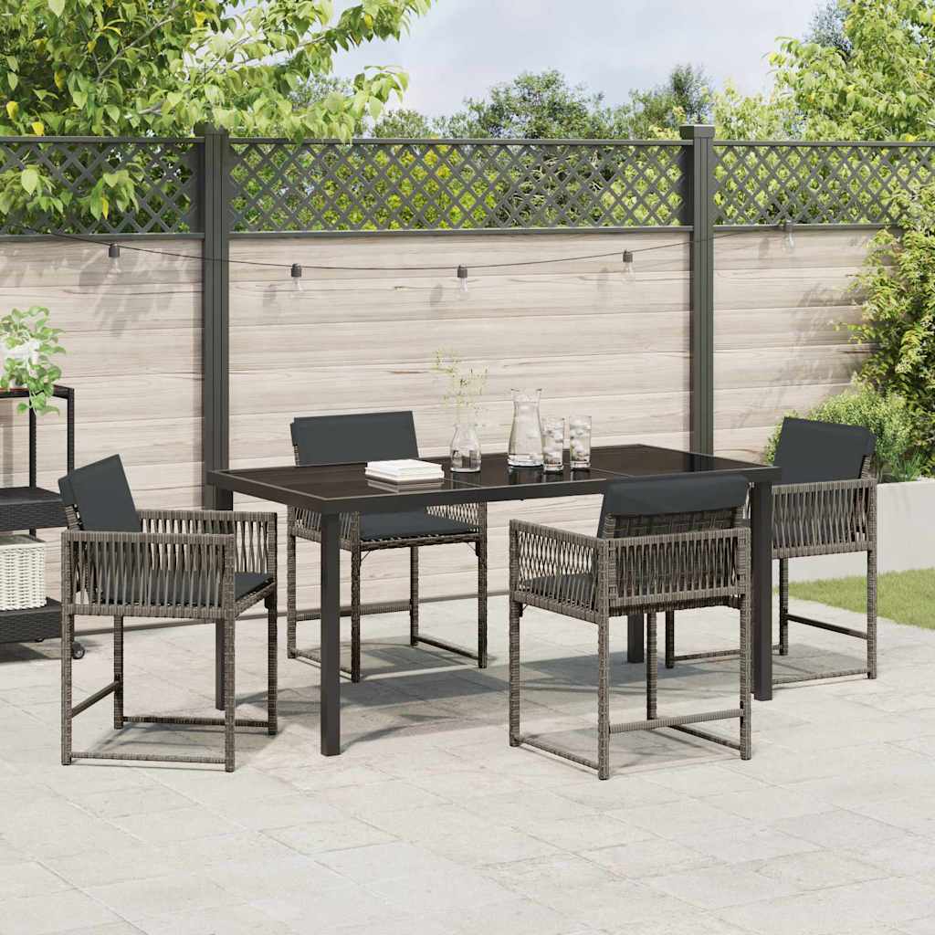Garden Dining Set 5 pcs Grey Poly Rattan