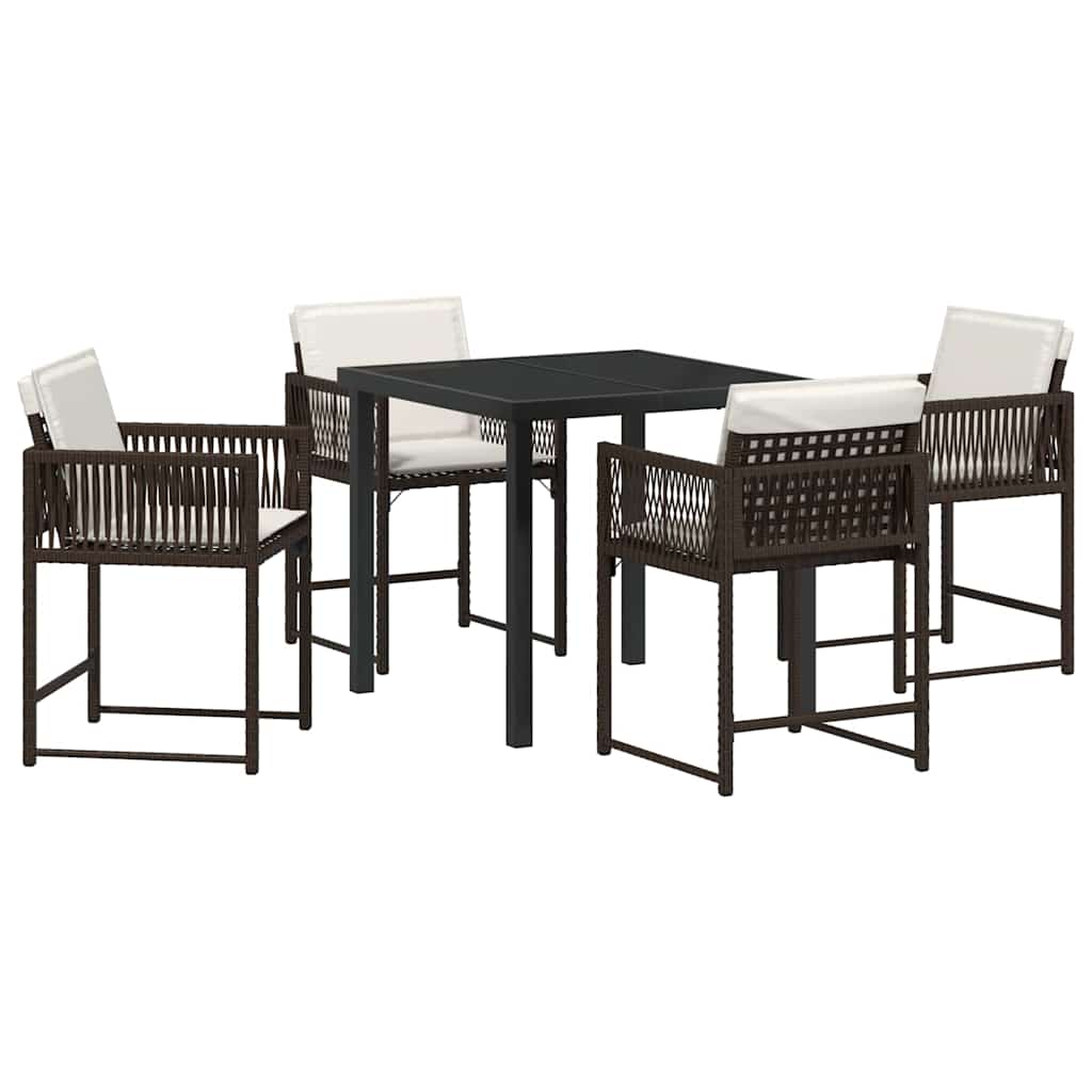 Garden Dining Set 5 pcs Brown Poly Rattan
