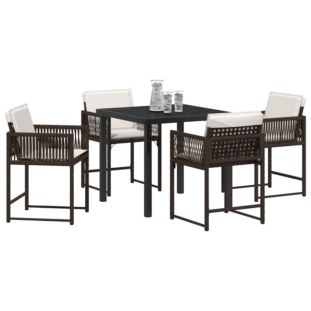 Garden Dining Set 5 pcs Brown Poly Rattan