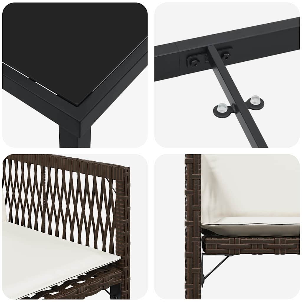 Garden Dining Set 5 pcs Brown Poly Rattan