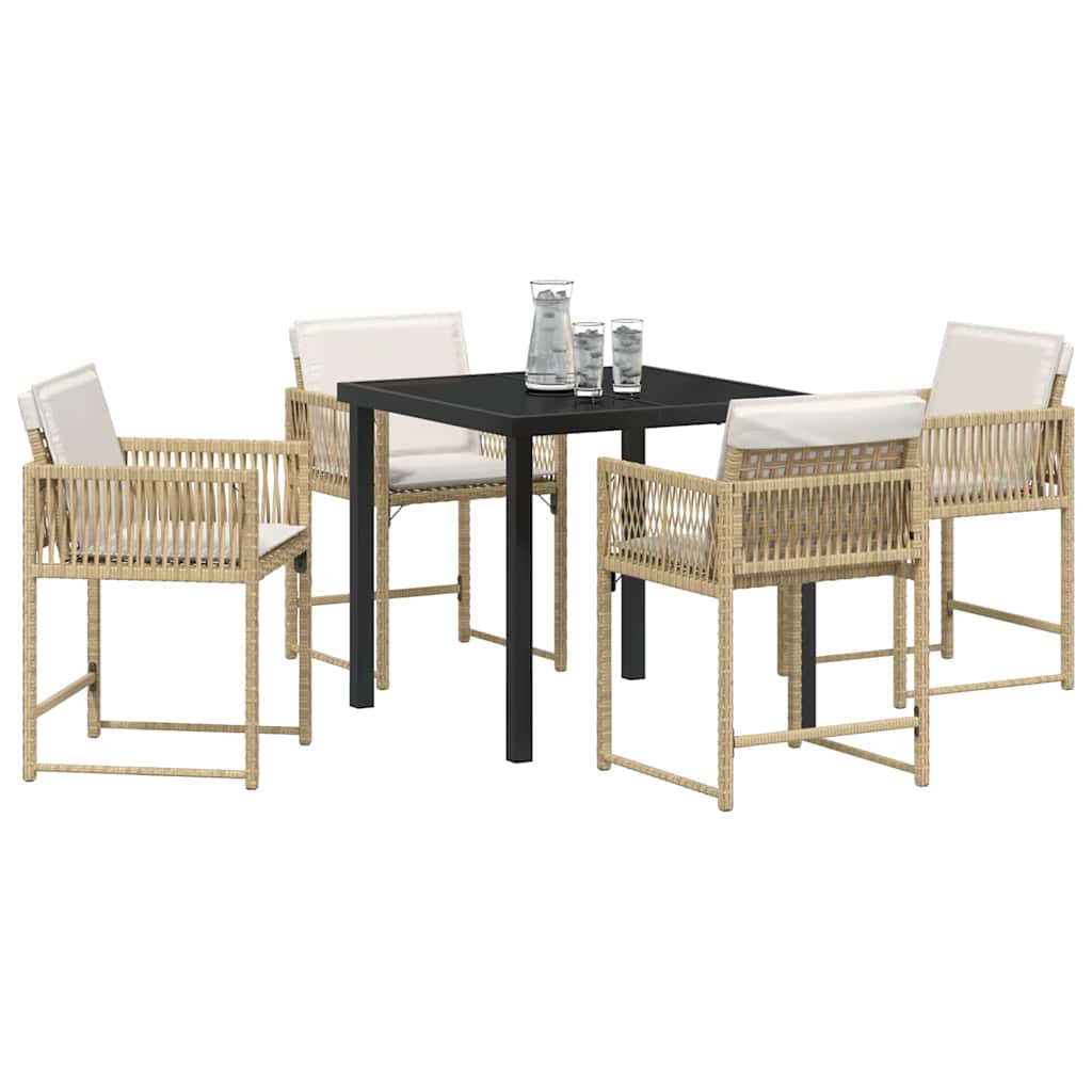 Garden Dining Set 5 pcs Beige Poly Rattan