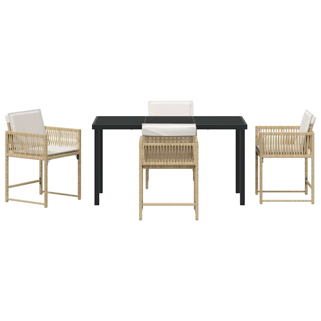 Garden Dining Set 5 pcs Beige Poly Rattan