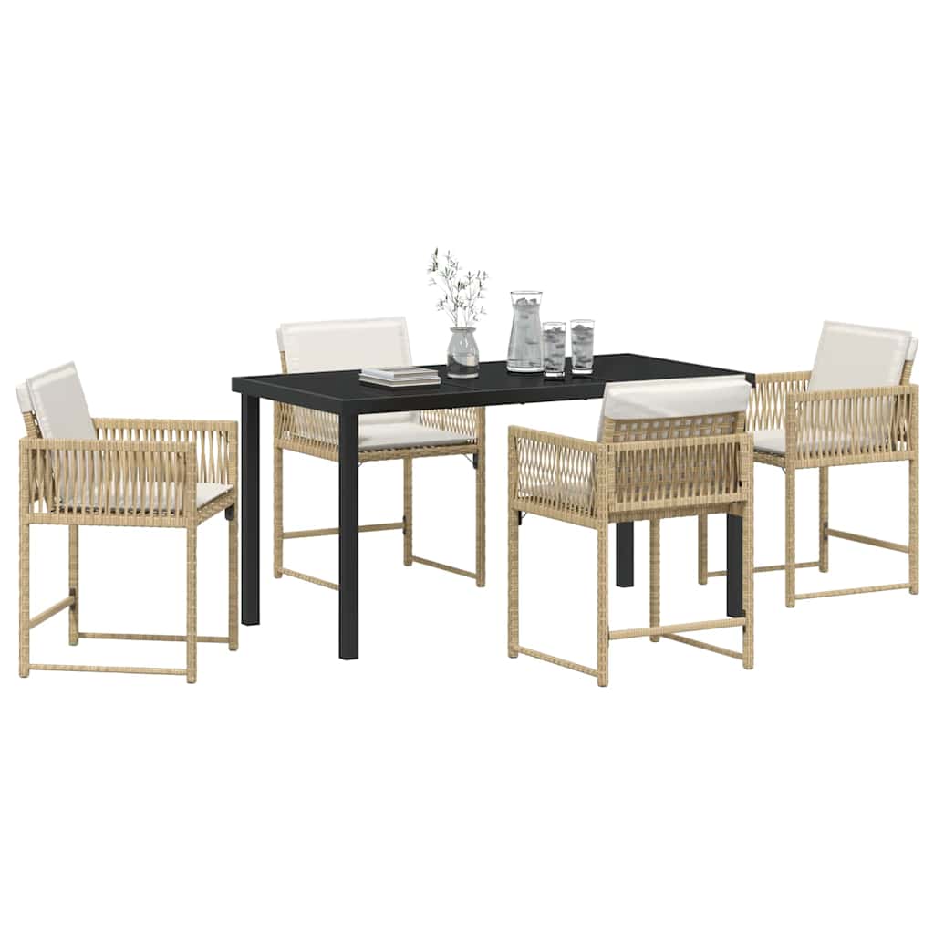 Garden Dining Set 5 pcs Beige Poly Rattan
