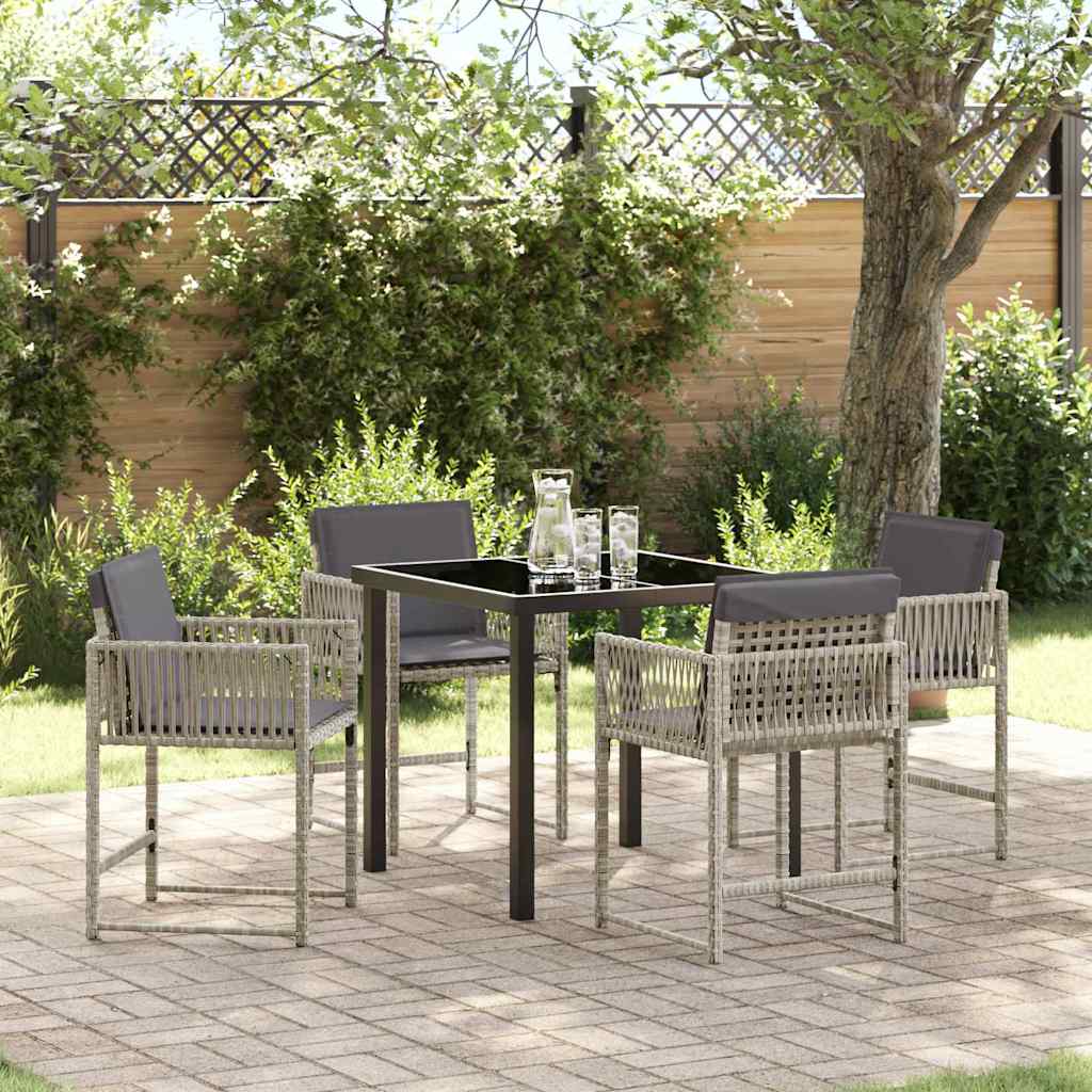 Garden Dining Set 5 pcs Light Grey Poly Rattan
