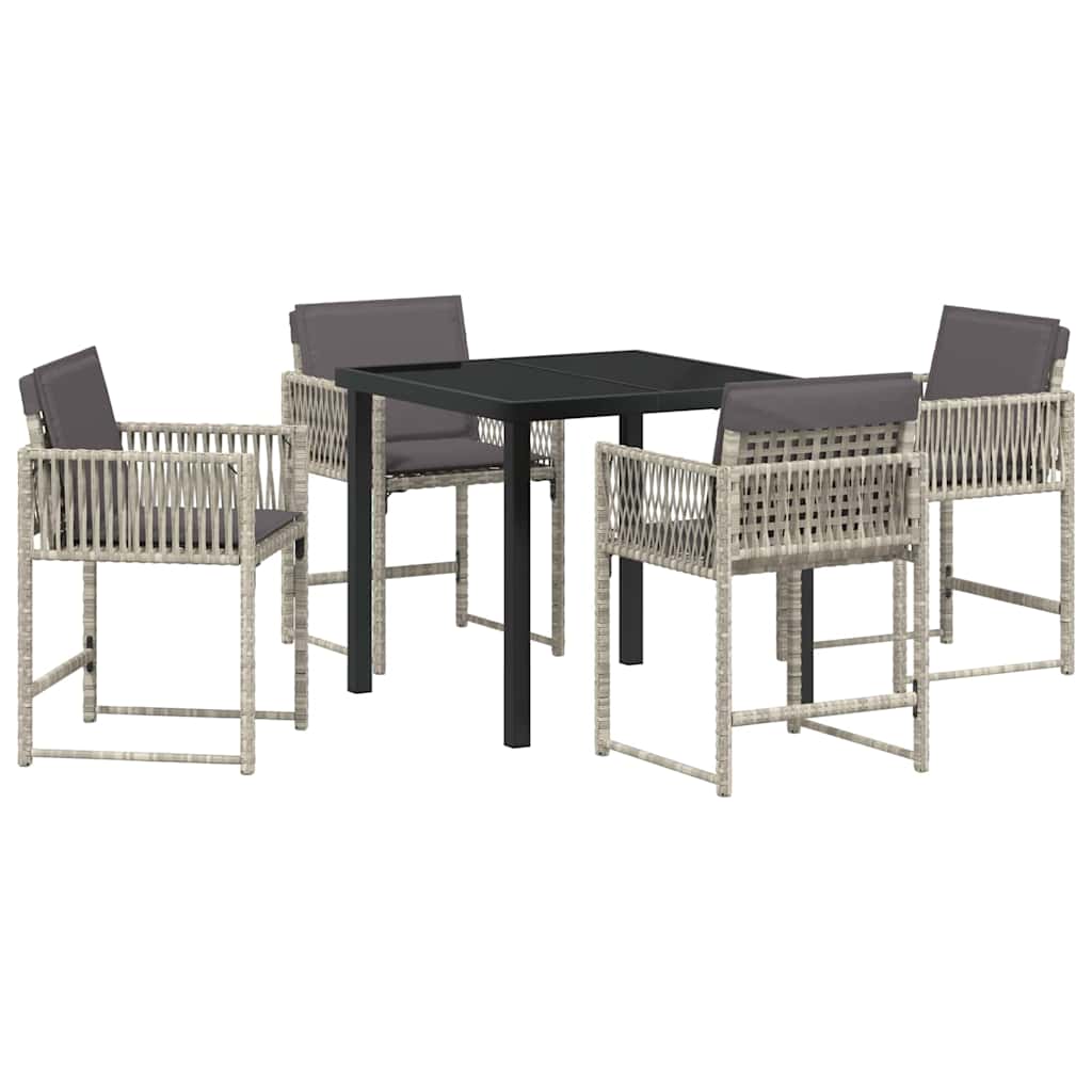 Garden Dining Set 5 pcs Light Grey Poly Rattan