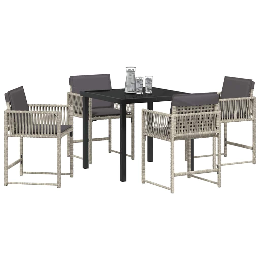 Garden Dining Set 5 pcs Light Grey Poly Rattan