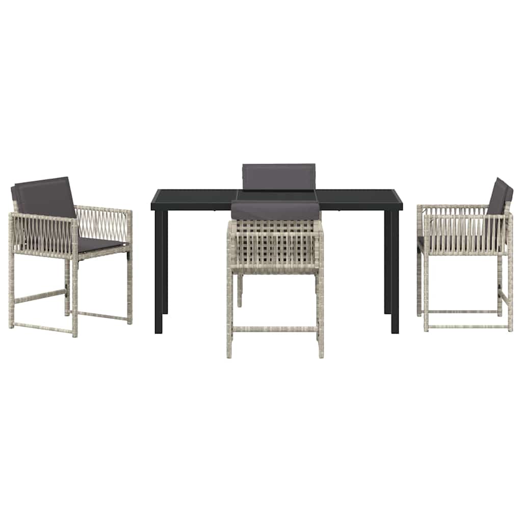 Garden Dining Set 5 pcs Light Grey Poly Rattan