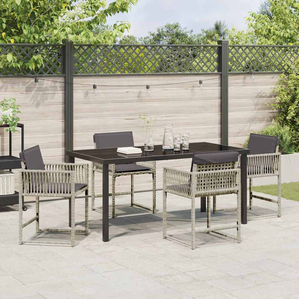 Garden Dining Set 5 pcs Light Grey Poly Rattan