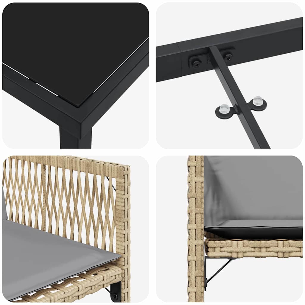 Garden Dining Set 5 pcs Beige Poly Rattan