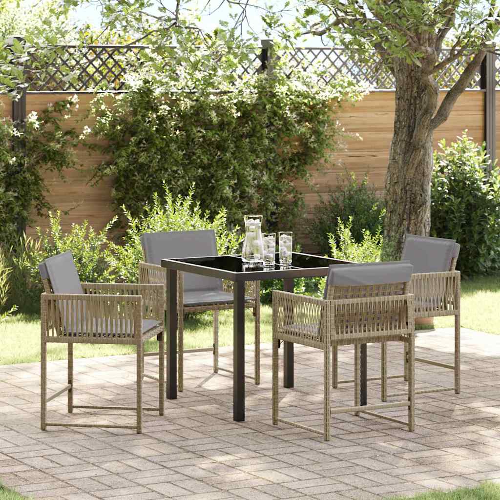 Garden Dining Set 5 pcs Beige Poly Rattan