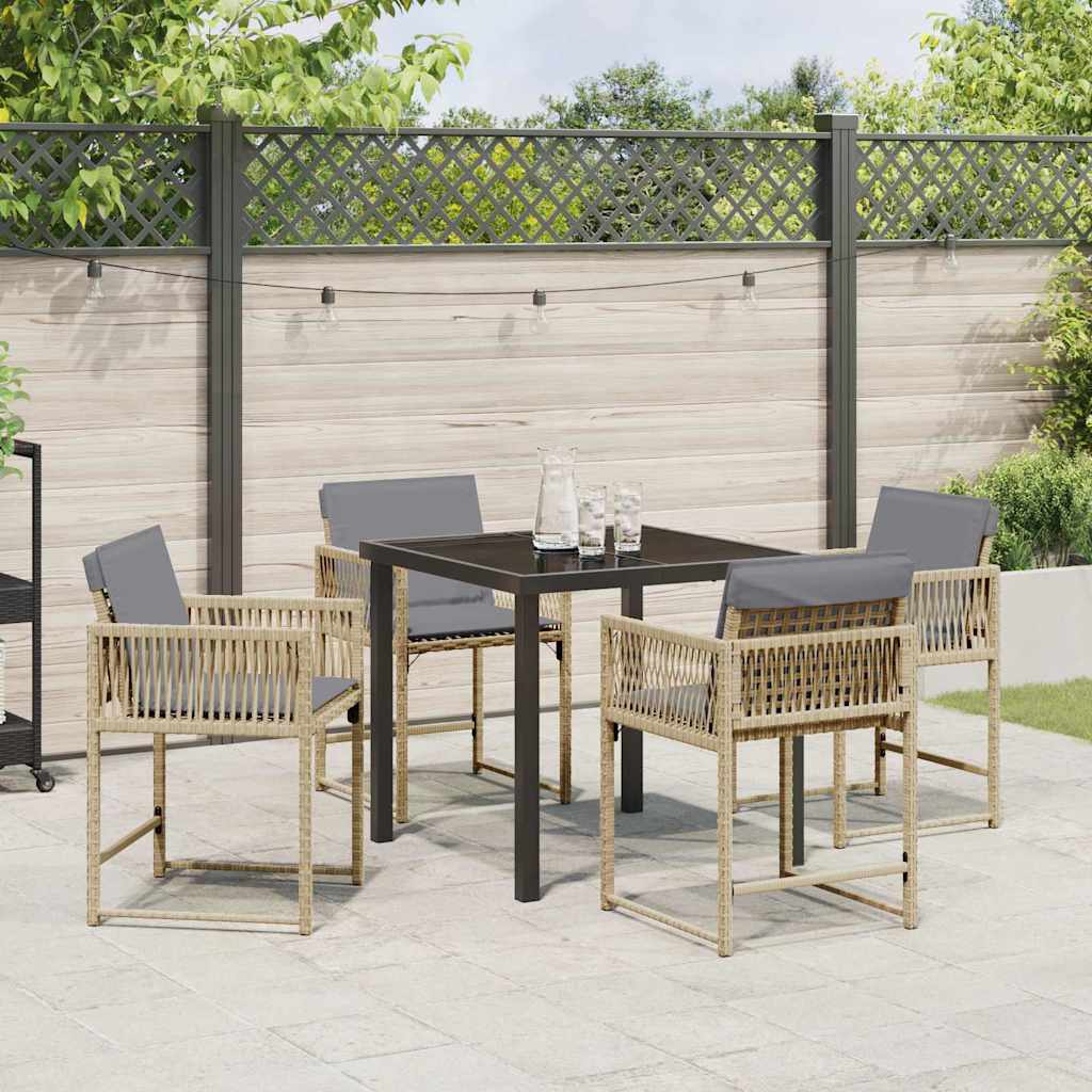 Garden Dining Set 5 pcs Beige Poly Rattan
