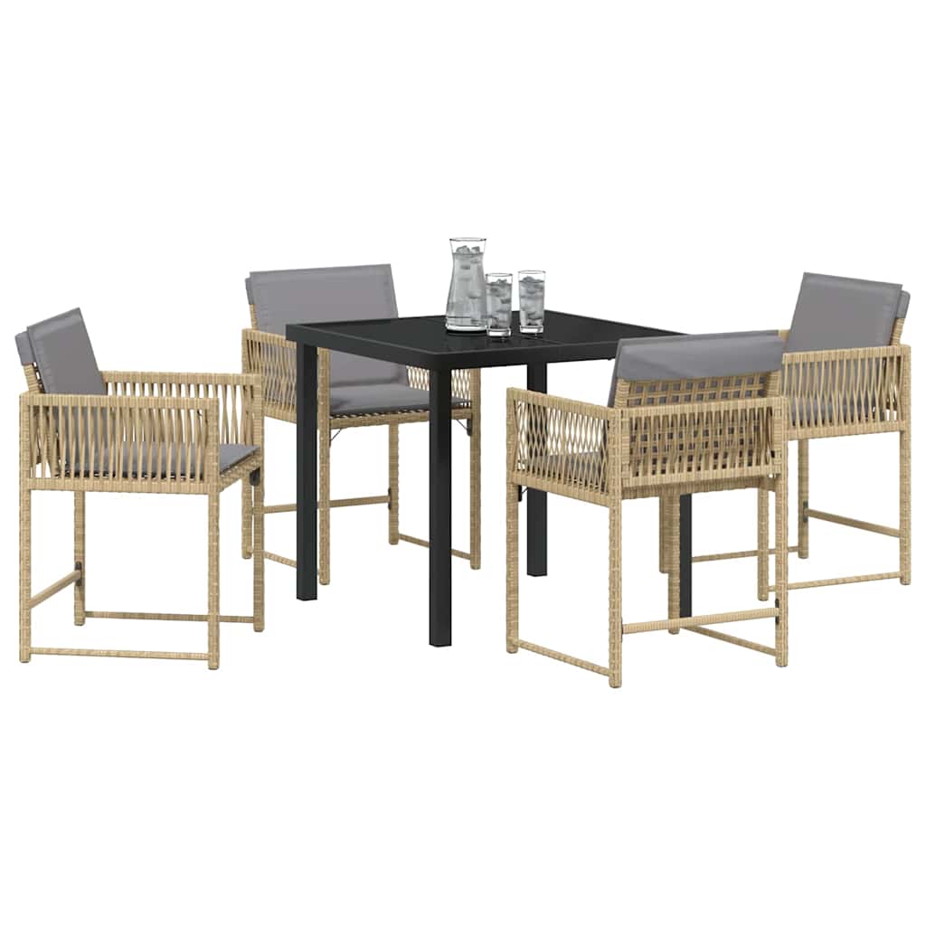 Garden Dining Set 5 pcs Beige Poly Rattan