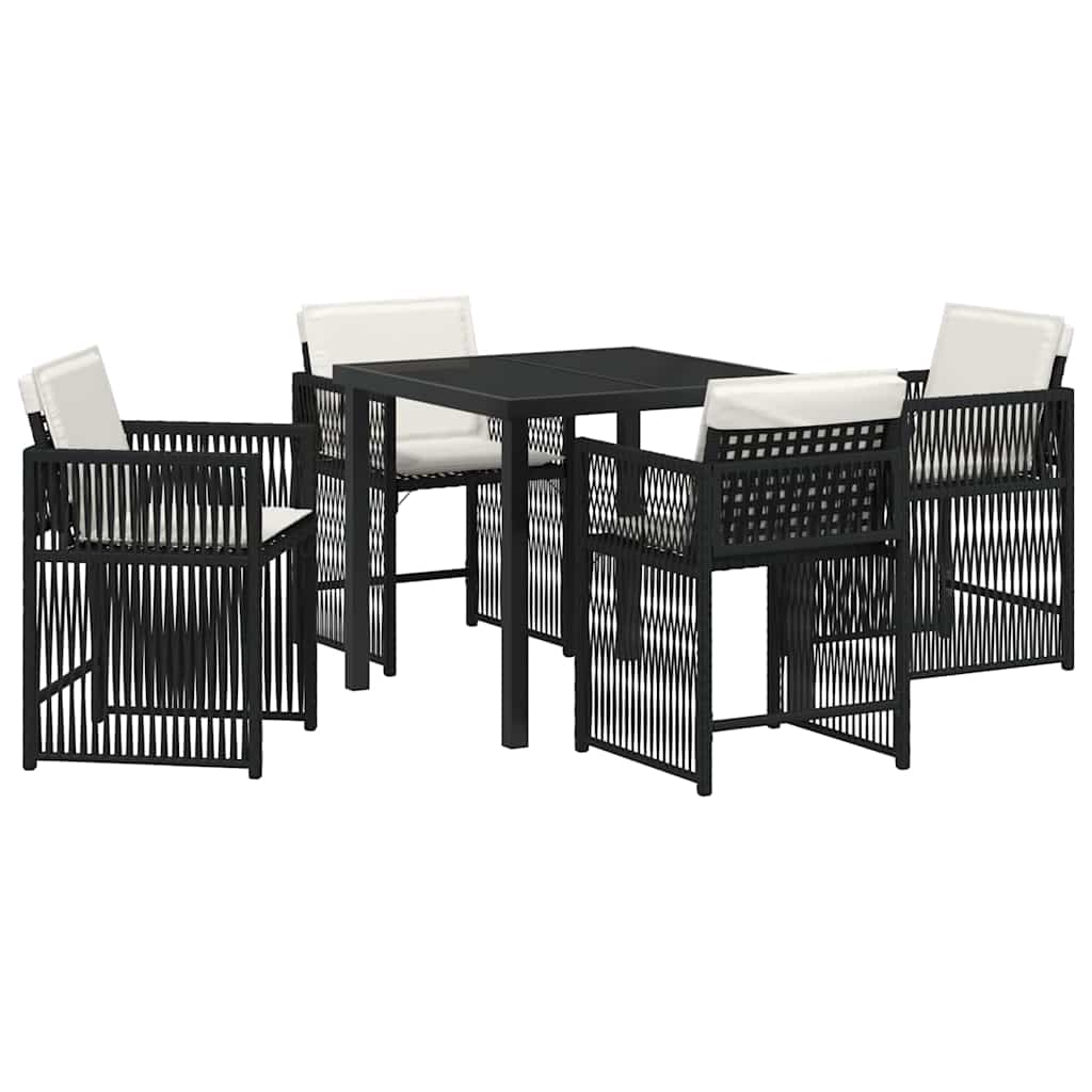 Garden Dining Set 5 pcs Black Poly Rattan