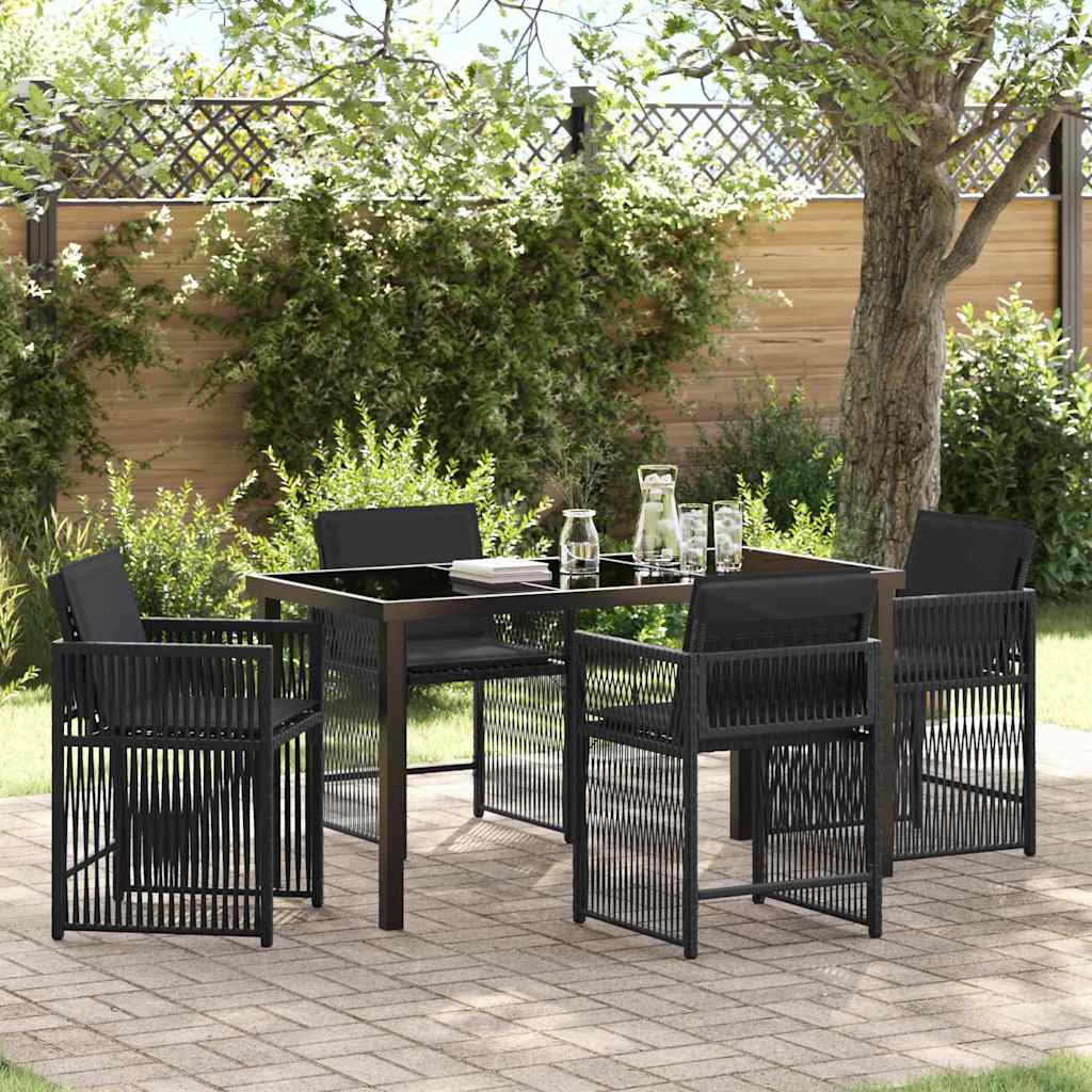 Garden Dining Set 5 pcs Black Poly Rattan